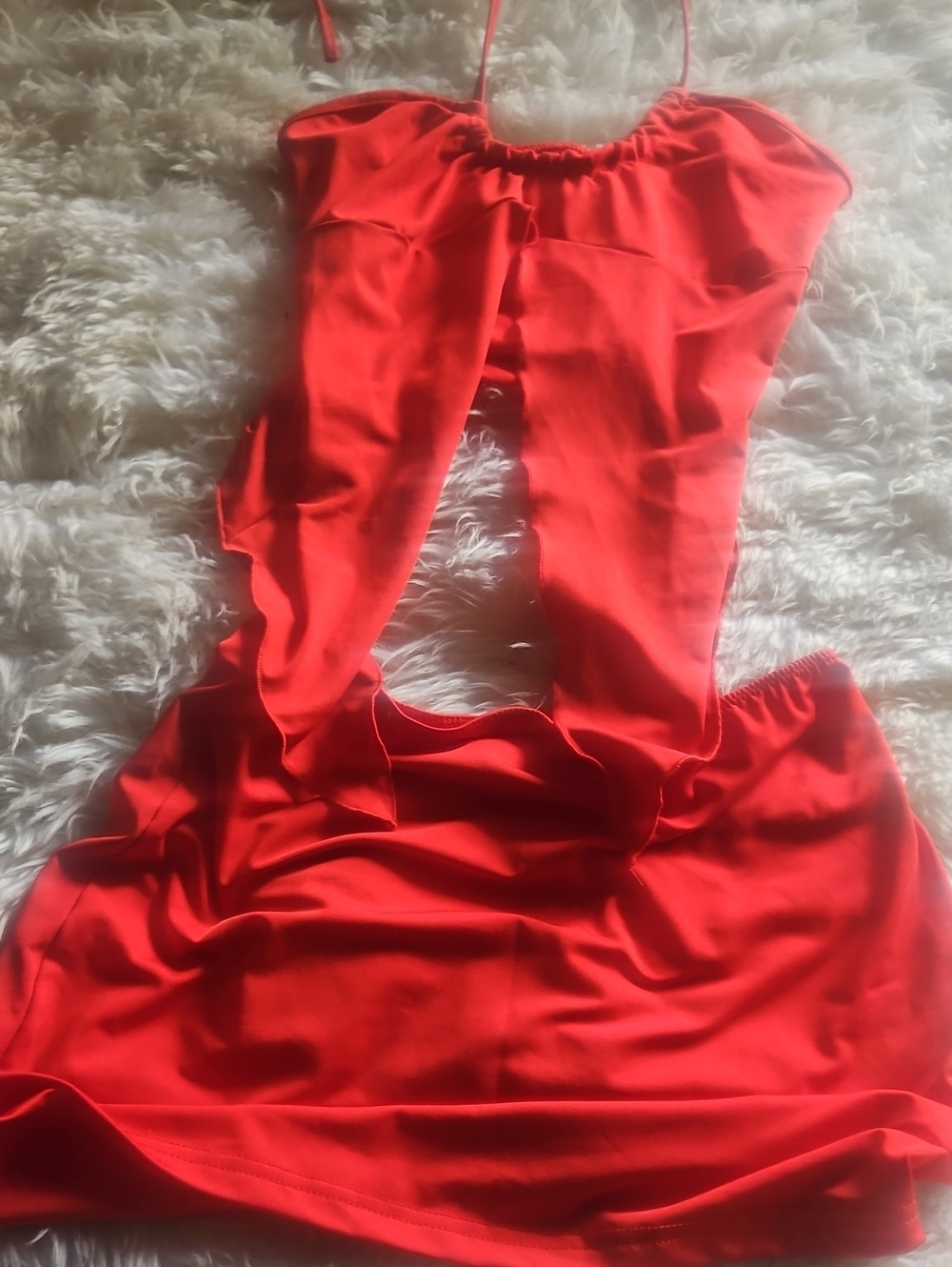 2 Pc Bright Red Stretch Skirt And Top